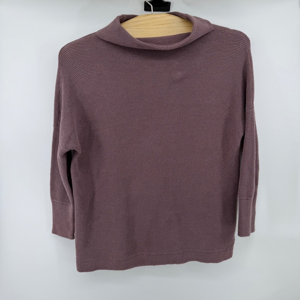 Free People Ottoman Slouchy Tunic Sweater Plum Purple Ribbed Mock Neck Small